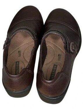 Clarks Collection Brown Leather Slip-On Comfort Loafers Women’s Size 6M